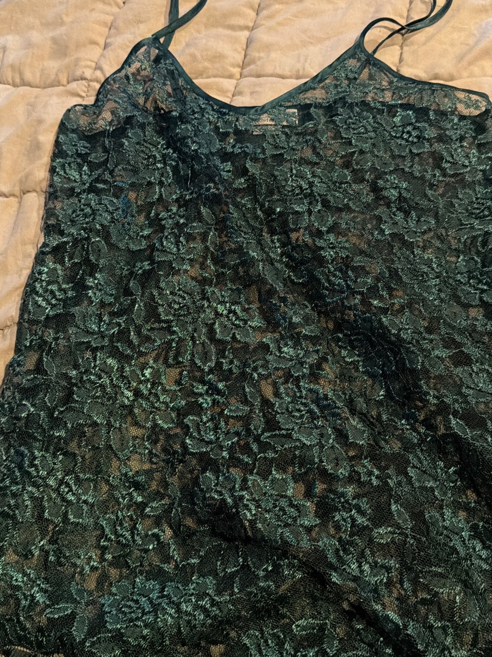 Sheer Floral Lace Camisole in Green